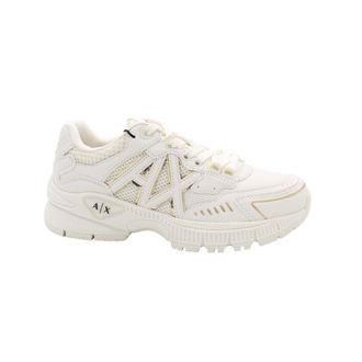 A|X Armani Exchange Womens Speed Low Cut, Mesh Detail, Big Side Logo Sneaker, White Pale, 6.5 UK