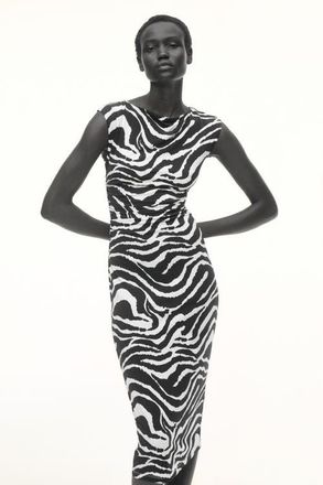 H&M Cap-sleeved dress in Cream/zebra Print at Nordstrom, Size Xx-Small