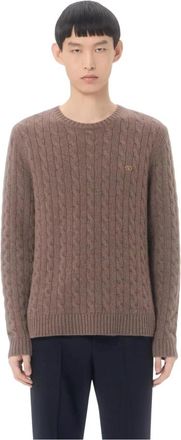 Valentino VLogo Signature Trui - Heren - Ronde hals truien - Bruin - S - Kasjmier - Truien & Vesten