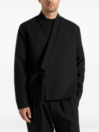 Manière De Voir Robin wrap jacket - men - Polyester/Rayon/Lycra/Wool - M - Black