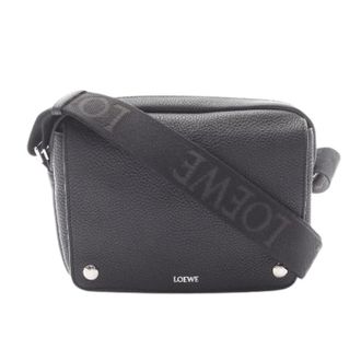 Loewe Pre-owned Pebble Leather Messenger Bag - Heren - Pre-owned - Zwart - Maat: ONE Size Leer