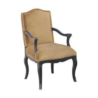 Robin des Bois Sill&oacute;n de estilo cl&aacute;sico en hevea y terciopelo de algod&oacute;n. Camel