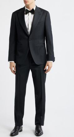 Canali Capri Trim Fit Black Wool Peak Lapel Tuxedo at Nordstrom, Size 40 Us