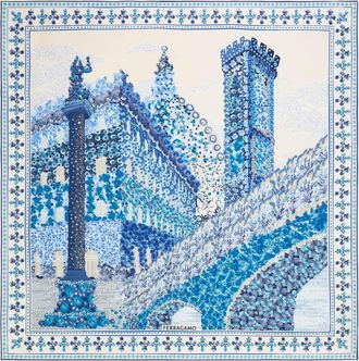 Ferragamo Women Palazzo Spini Feroni print silk foulard Blue