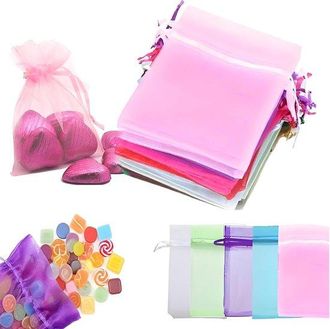 OEM Bolsas De Organza Coloridas, 25 Unidades, Con Cord&oacute;n, 10 X 8 Cm, Ideal Para Peque&ntilde;os Regalos, Como Bolsas Para Dulces, Joyas O Regalos