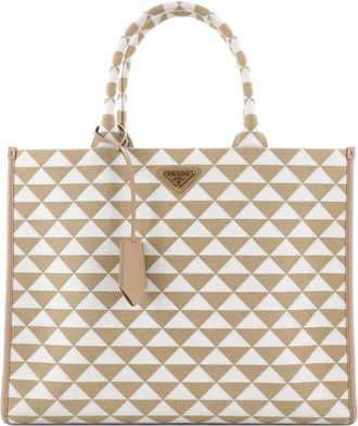 Prada Symbole Shopper Jacquard Large tote bag - Toni neutri