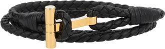 Tom Ford Gevlochten leren T-armband - Heren - Armbanden - Zwart - M - Leer - Accessoires