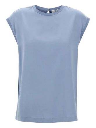 Brunello Cucinelli Zijden T-shirt - Blauw
