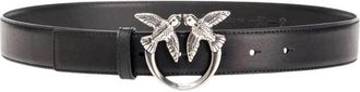 Pinko Love Berry Riem - Dames - Riemen - Zwart - S - Leer - Accessoires