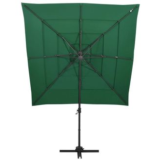 Berkfield Home 4-Tier Parasol with Aluminium Pole Green 250x250 cm