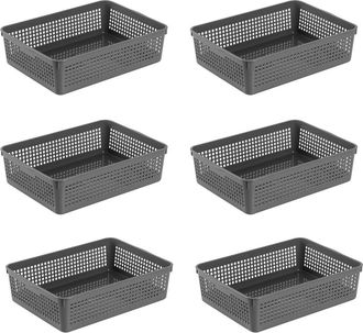 OEM Juego De 6 Cestas De Almacenamiento De Pl&aacute;stico Apilables, 34,5 X 25 X 9,2 Cm, Para Oficina O Cocina