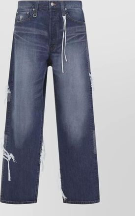 MASTERMIND WORLD patchwork jacquard straight leg denim trousers