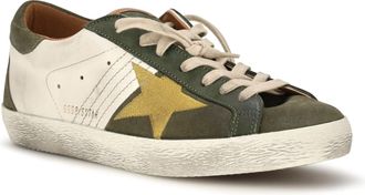 Golden Goose Mens Super Star Sneakers Olive Green-Cream-Ocher Green/cream/ocher