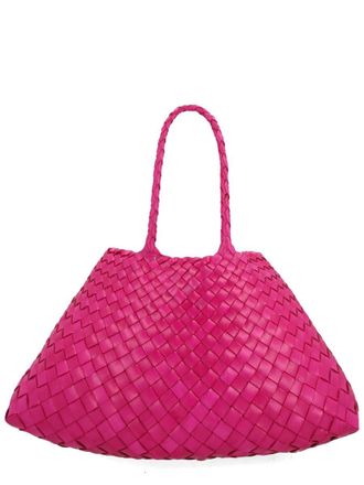 Dragon Diffusion Pink Santa Croce Small Woven Leather Handbag