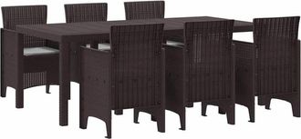 vidaXL Conjunto De Comedor De Jard&iacute;n 7 Pcs Marr&oacute;n Ratan Polt Vidaxl