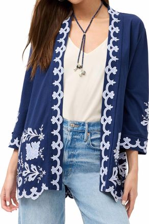 Johnny Was Addeline Jersey Kimono Coat In Navy