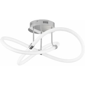 Wofi Leuchten Lampada da soffitto dimmerabile con telecomando Plafoniera a LED per soggiorno lampada di design, metallo cromato, plastica bianca, 39W 4900lm bianco