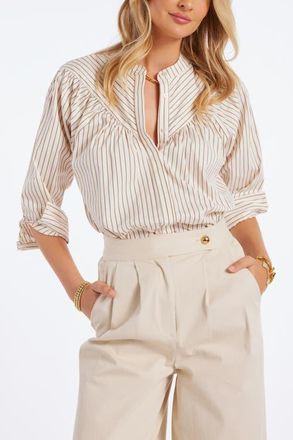 Bishop + Young Nikki Top in Camel Stripe at Nordstrom, Size Medium