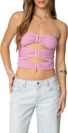 Edikted Ariella Cutout Strapless Crop Top in Pink at Nordstrom, Size X-Small