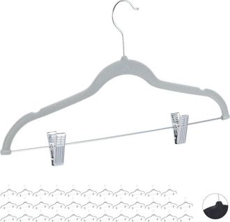 Relaxdays Pack De 36 Perchas Ropa Con Pinzas Y Giro De 360&ordm;, Metal, Gris, 43 Cm