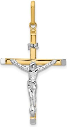 Diamond2Deal 14k Two-tone Gold Crucifix Pendant