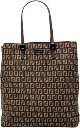 Fendi Pre-owned Tote Bags, female, Brown, Size: ONE SIZE Pre-owned Vintage Canvas Tote Bag