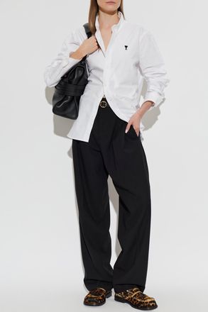 Ami Shirt With Embroidered Logo, Womens, White