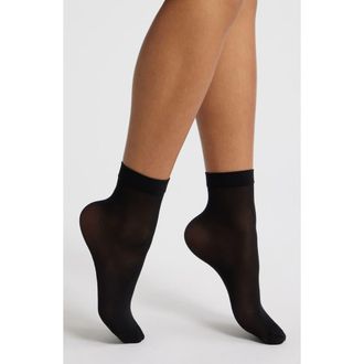 Hue Sheer Ankle Socks in Black at Nordstrom