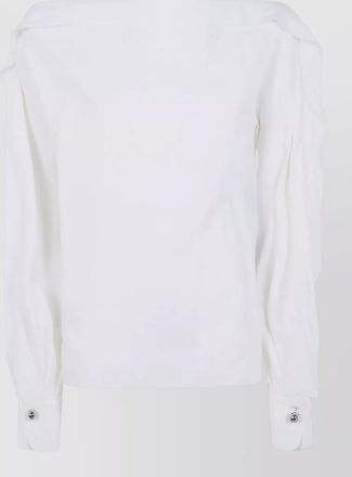 Lanvin silk-blend long-sleeve ruffled knitted top