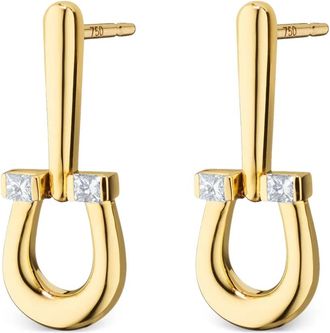 Monica Rich Kosann 18K yellow gold Horseshoe diamond earrings