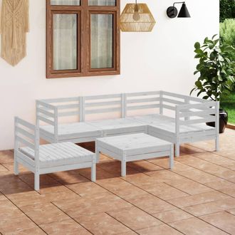 vidaXL Juego De Muebles De Jard&iacute;n 6 Piezas Madera Maciza Pino Blanco Vidaxl