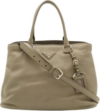 Prada Pre-owned Handbags, female, Gray, Size: ONE SIZE Pre-owned Leather Handbag