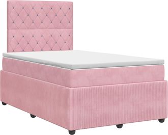 vidaXL Cama Box Spring Con Colch&oacute;n Rosa 120 X 200 Cm Terciopelo Vidaxl