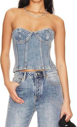 Ronny Kobo Sasha Top In Light Wash Denim