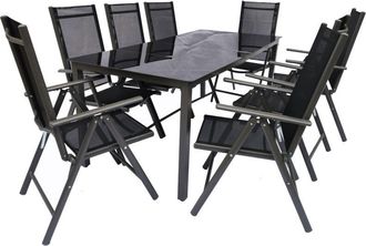 VCM 9 Piezas Muebles De Jard&iacute;n Set Grupo De Asientos Grupo De Comedor 1xmesa, 8x Sillas Mesa Dimensiones Aprox. Al. 76 X An. 189 X P. 90 Cm Juego De Jard&iacute;