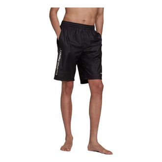 adidas Mens adidas Solid Color Sports Alphabet Printing Shorts Black HC7125