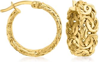 Ross-Simons 18kt Yellow Gold Byzantine-Link Hoop Earrings