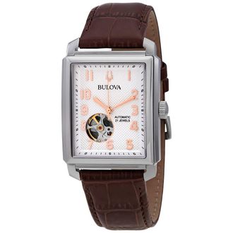 Bulova Sutton Automatic Silver White Dial Mens Watch 96A268