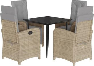vidaXL Set Comedor De Jard&iacute;n 5 Pzas Con Cojines Rat&aacute;n Sint&eacute;tico Beige Vidaxl