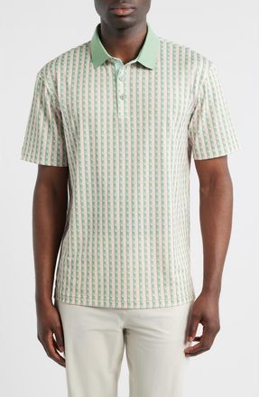 Swannies Greens Stripe & Golf Ball Print Piqu&eacute; Performance Golf Polo in Basil at Nordstrom, Size Xx-Large