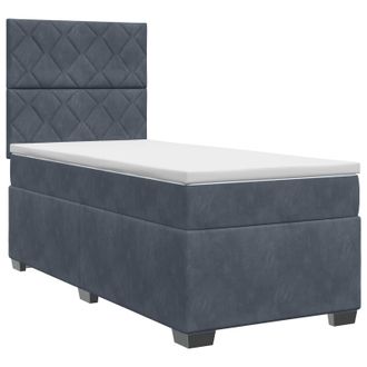 vidaXL Cama Box Spring Con Colch&oacute;n Gris Oscuro Individual Terciopelo Vidaxl