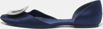 Roger Vivier Blue Satin Dorsay Ballet Flats