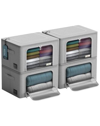 Sorbus Set Of 4 Large Storage Bins With Windows