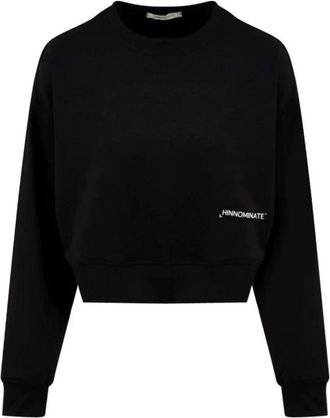 Hinnominate Hinnominate, Hoodies & sweatvesten, Dames, Zwart, S, Zwart Logo Crew Neck Sweatshirt