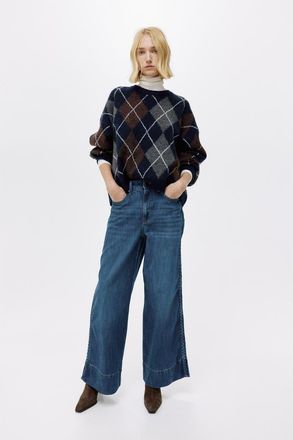 H&M Wide High Jeans in Denim Blue at Nordstrom, Size 14