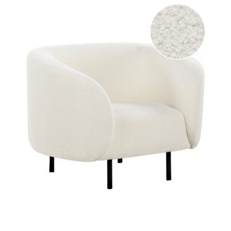 Beliani Beliani - Sill&oacute;n De Poli&eacute;ster Blanco Negro Boucl&eacute; Suave Patas Retro Glamour Loen