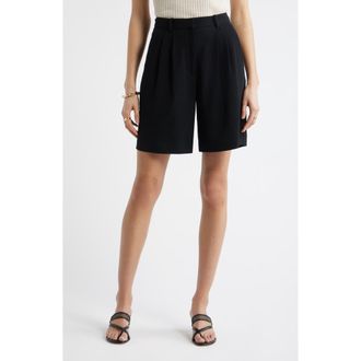 Nordstrom Pleat Front Trouser Shorts in Black at Nordstrom, Size 00