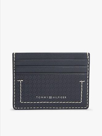 Tommy Hilfiger Embossed Flag Leather Credit Card Holder
