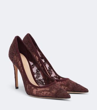 Gianvito Rossi Salones Claudia de encaje con ante