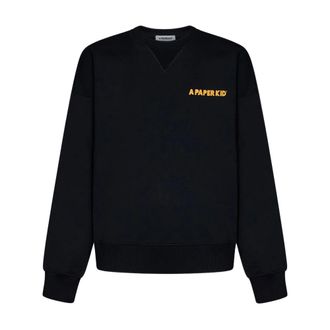 A Paper Kid Sweatshirts, male, Black, Size: S 110 Nero/Black Sweatshirt